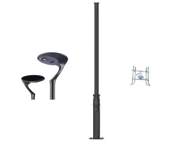 Zestaw Lampa solarna THEMIS + Słup aluminiowy czarny 3m