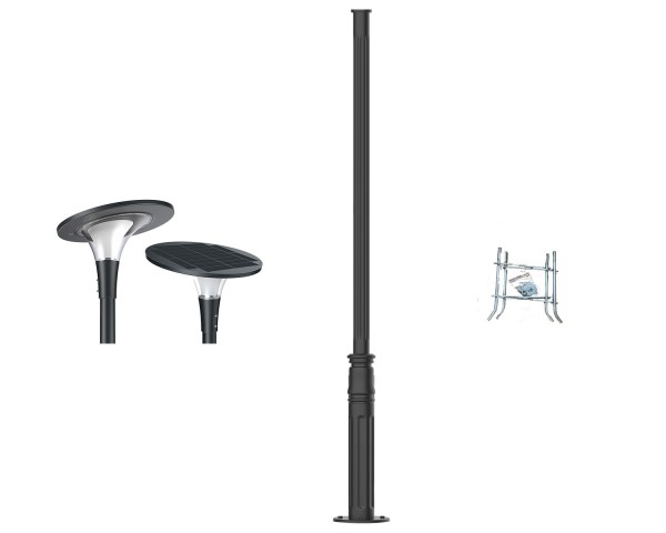 Zestaw Lampa solarna ATHENA + Słup aluminiowy czarny 3m