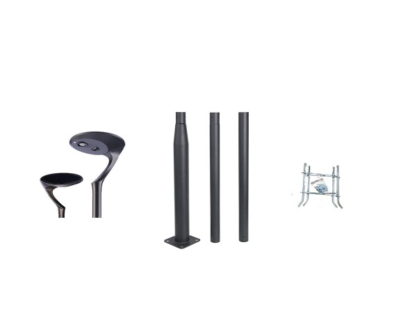 Zestaw Lampa solarna THEMIS + Słup aluminiowy czarny 3,5m