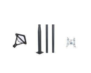 Zestaw Lampa solarna P-07 PIR + Słup stalowy czarny 3,73m